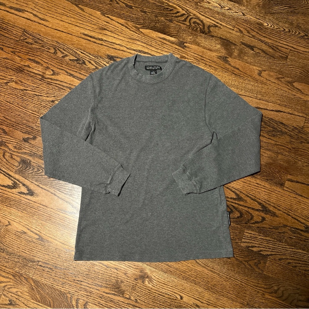 Vintage Structure Men’s Gray Long Sleeve Cotton Shirt Sz Large Made In Hong Kong